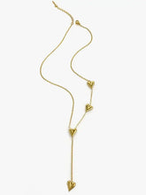 18K gold-plated heart drop Y-necklace with five heart charms