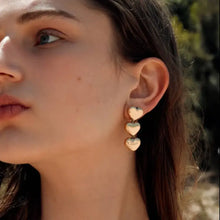 18k gold-plated stainless steel heart earrings with dangling charms