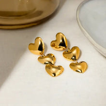 Shiny 18k gold-plated stainless steel heart earrings dangle