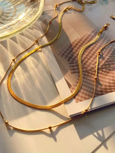 18k gold-plated stainless steel layered snake chain necklace with beads