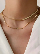 18K gold-plated stainless steel layered snake chain necklace set