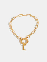 18K Gold-Plated Stainless Steel Letter L Bracelet Gold One Size Bracelets