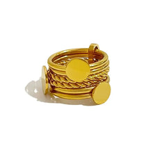 18k gold-plated stainless steel multi-band ring with circular accents
