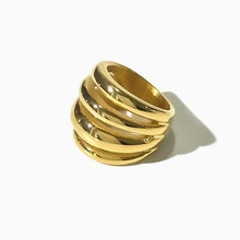 18k gold-plated stainless steel multi-band statement ring set of three