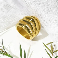18k gold-plated stainless steel multi-band statement ring