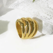 Shiny 18K gold-plated multi-layer statement ring
