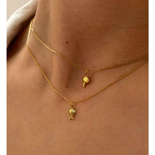18k gold-plated stainless steel necklace with heart, fish, and mushroom charms