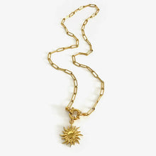 18k gold-plated stainless steel necklace with sun and wave pendant