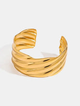 18K Gold-Plated Stainless Steel Open Ring Gold One Size Bracelets
