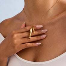 18k gold-plated stainless steel pendant necklace with abstract double figures