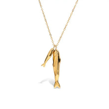 18k gold-plated stainless steel pendant necklace with double fish pendants
