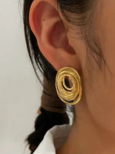 18K gold-plated stainless steel spiral earrings with abstract wire design