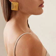18K Gold-Plated Stainless Steel Square Shape Earrings Earrings