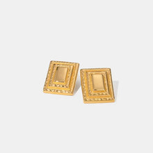 18K gold-plated stainless steel square earrings with textured tiered design
