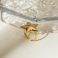 18K Gold-Plated Stainless Steel Star Ring Fashion Jewelry