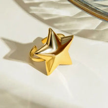 18K Gold-Plated Stainless Steel Star Ring Fashion Jewelry