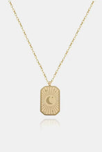 18k gold-plated stainless steel sun and moon pendant necklace with textured rays