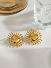 Pair of 18k gold-plated steel sun stud earrings