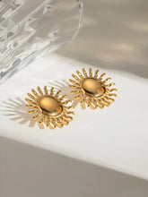 Pair of 18K gold-plated steel sun stud earrings