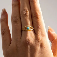 18k gold-plated stainless steel turquoise eye design ring with turquoise stone