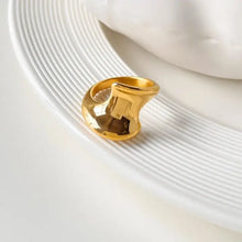 18K gold-plated twisted wave statement ring with organic wavy shape