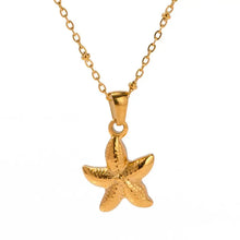 18k gold plated starfish pendant necklace with textured surface
