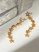 18k gold-plated steel cutout star drop earrings with delicate chain