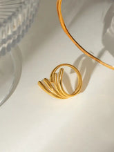 18k gold-plated steel irregular open ring with multi-band design