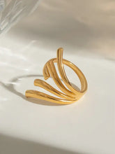 18k gold-plated steel irregular open ring with multi-band design