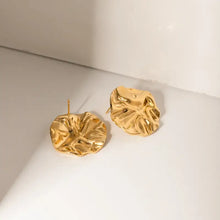 Pair of hammered 18K gold-plated stud earrings