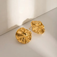 Pair of textured 18k gold-plated stainless steel stud earrings