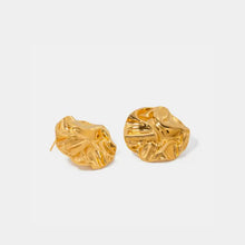 Two textured hammered 18k gold-plated stainless steel stud earrings