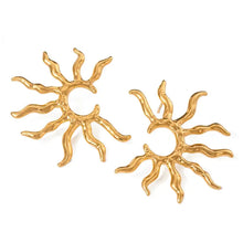 18K gold-plated sun ray earrings with molten sun-shaped drops