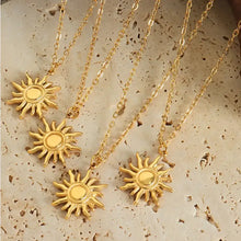 18k gold-plated sun shape pendant necklace with titanium steel chain