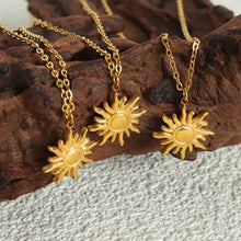 18k gold-plated sun shape pendant necklace with titanium steel chain