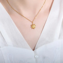 18k gold-plated sun shape pendant necklace with titanium steel chain