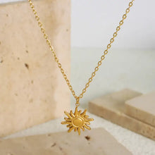 18k gold-plated sun shape pendant necklace with titanium steel chain