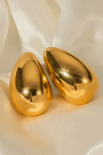 18k gold-plated teardrop copper earrings with glossy gold egg ornaments