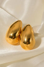 18k gold-plated teardrop copper earrings with glossy finish