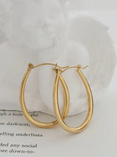 18K gold-plated titanium steel oval hoop earrings with latch-back