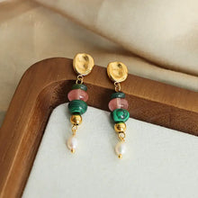 18k gold-plated titanium steel earrings with natural stone freshwater pearl