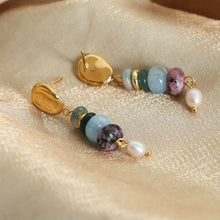 18k gold-plated titanium steel earrings with natural stone freshwater pearl