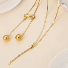 18k Gold-Plated Titanium Steel Hollow Bead Lariat Necklace