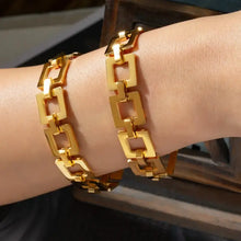 Titanium Steel Hollow Square Chain Bracelet Gold One Size Bracelets