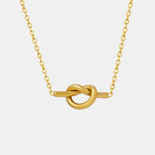 18k gold-plated titanium steel knot necklace with bar pendant