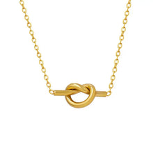 18k gold-plated titanium steel love knot necklace with adjustable chain length