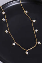 18k gold-plated titanium steel pearl necklace with dangling accents