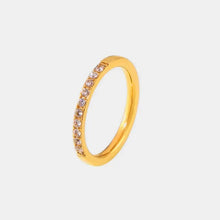 18K Gold Plated Titanium Steel Ring with Embedded Crystals Fashion Jewelry