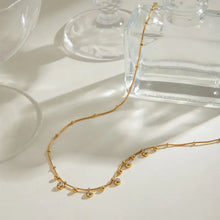 18k Gold-Plated Titanium Steel Zircon Necklace with Beaded Charms