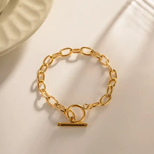 18K Gold-Plated Stainless Steel Toggle Chain Bracelet Bracelets